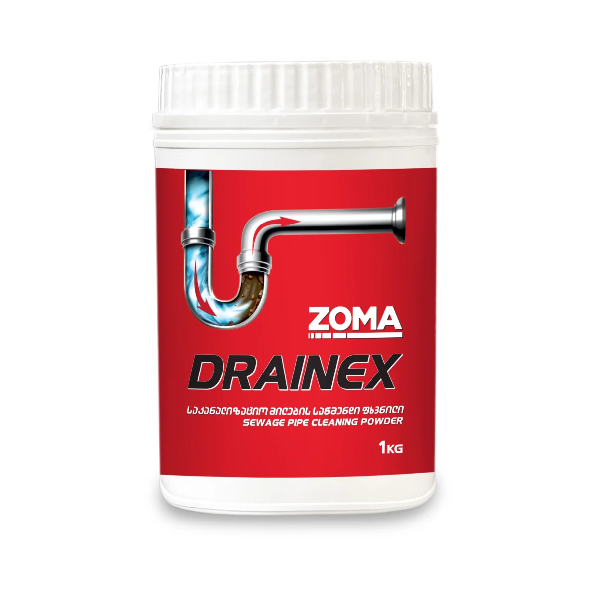Zoma Drainex - საკანალიზაციო მილების საწმენდი, 1 kg. (12 ცალი/ყუთში)